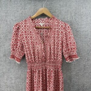 Max Studio London Women's Small Short Sleeve Red/ White Print Maxi Dress New!